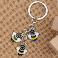 kawaii enamel bees keychain for women cute bee key chain charm trinket men car key rings lady bag keychains girl fashion jewelry