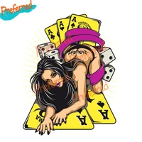 poker and sexy woman game decal motocross racing laptop helmet trunk wall vinyl car sticker die cutting