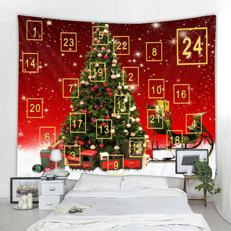 

Christmas tapestry Christmas tree background wall hanging tapestry holiday decorations home party supplies decorative tapestries
