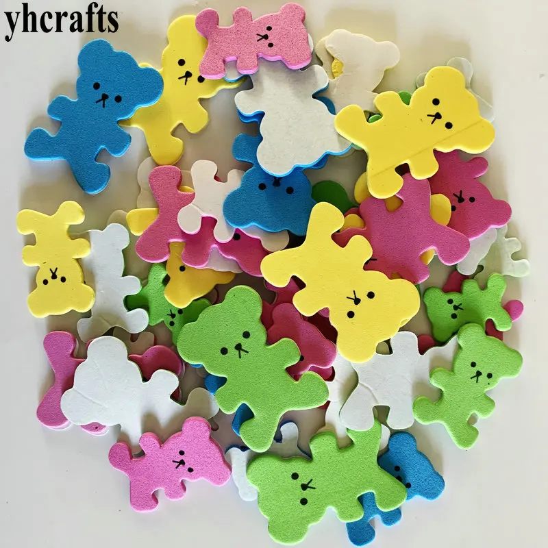 40PCS bear 1 пакетов/лот, блестящие наклейки на Хэллоуин, тыква, паук, пенопласт, привидение, ремесла, элементы деятельности, детский сад, diy игрушки, трюк или угощение, DIY игрушка - Цвет: 40PCS bear