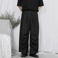 mens new loose personality simple pleated design wide leg pants classic dark yamamoto loose casual wide leg pants