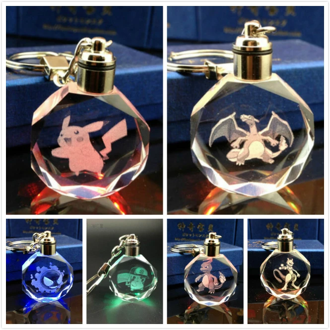 Charizard Mewtwo счастливый питомец Хрустальный брелок светодиодный светильник подвеска брелок аксессуары для косплея