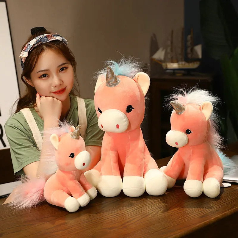 1pc 28-45cm Cute Pink Unicorn Plush Toy Little Flying Horse Doll Children's Sleeping Birthday Gift For Children - купить по