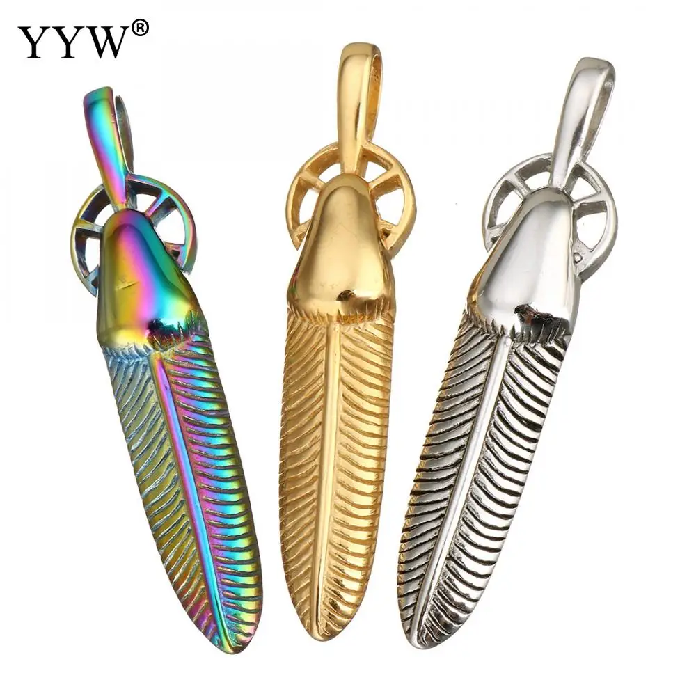 

2021 New Stainless Steel Feather Pendants Trendy Fashion Jewelry DIY Pendants for Women Men DIY Necklace Jewelry #N
