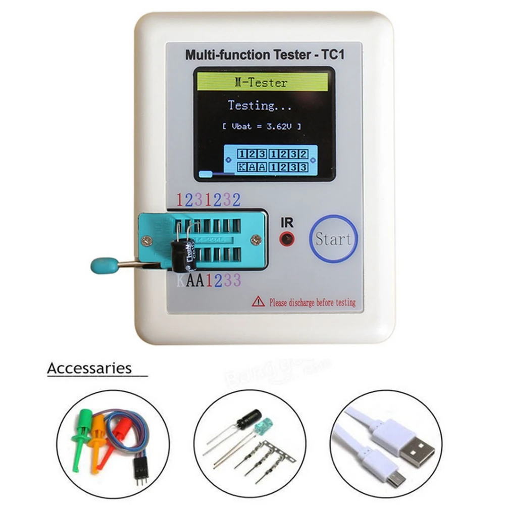 

LCR-TC1 TC1 Colorful 1.8inch TFT Screen Multifunctional TFT Backlight Transistor Tester For Diode Triode Capacitor Resistor Test