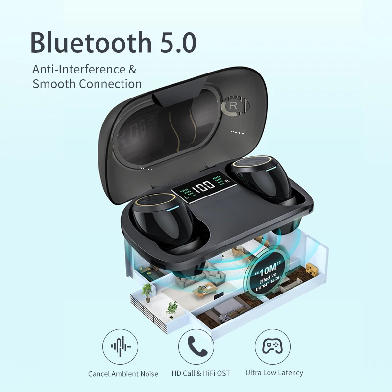 

AWEI TA3 TWS ANC Earbuds In-Ear Handsfree USB-C Bluetooth Wireless Earphone Noise Cancelling Waterproof Bass Powerful For Phone