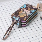 Женский водонепроницаемый кошелек в стиле ретро с принтом, бумажник для мелочи, сумочка с ремешком на руку для ключей и карт, вместительный клатч
