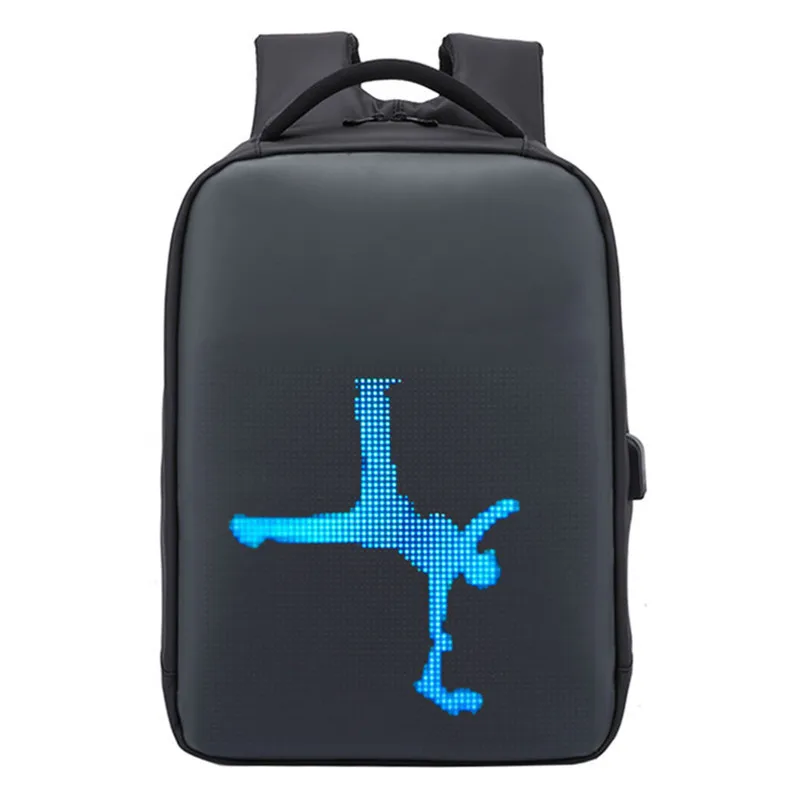 

LED Display Backpack Waterproof Business Travel Outdoor Big Capacity Laptop Designer Backpack Smart Gif Package Black Casual Bag