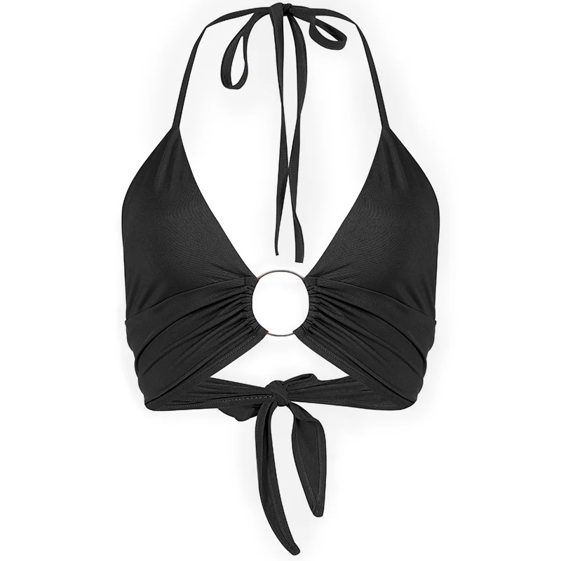 

V Neck Halter Bustier Crop Top Women Sexy Backless Bandage Camisoles Summer Outfits 2021 Femme Sleeveless Party Vest Tees