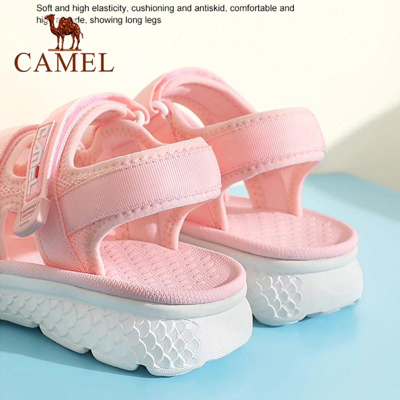 CAMEL Women's Shoes Outdoor Summer Thick-soled Mid-heeled Casual Sports Beach Sandals Flat Bottom Water Shoes Female