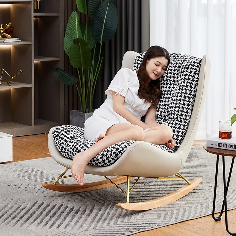 

Lazy sofa rocking chair adult household balcony recreational Nordic light luxury small family single rocking chair deck chair