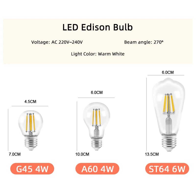 Светодиодная лампа E27 3D украшение праздничное освещение 220V 6W фейерверк Edison Led ST64