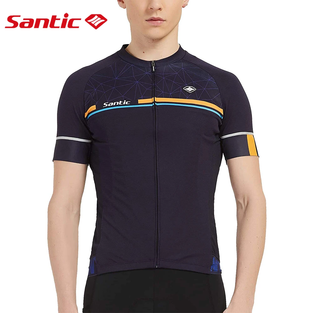 Футболка Santic мужская с коротким рукавом дышащая Нескользящая рубашка на молнии