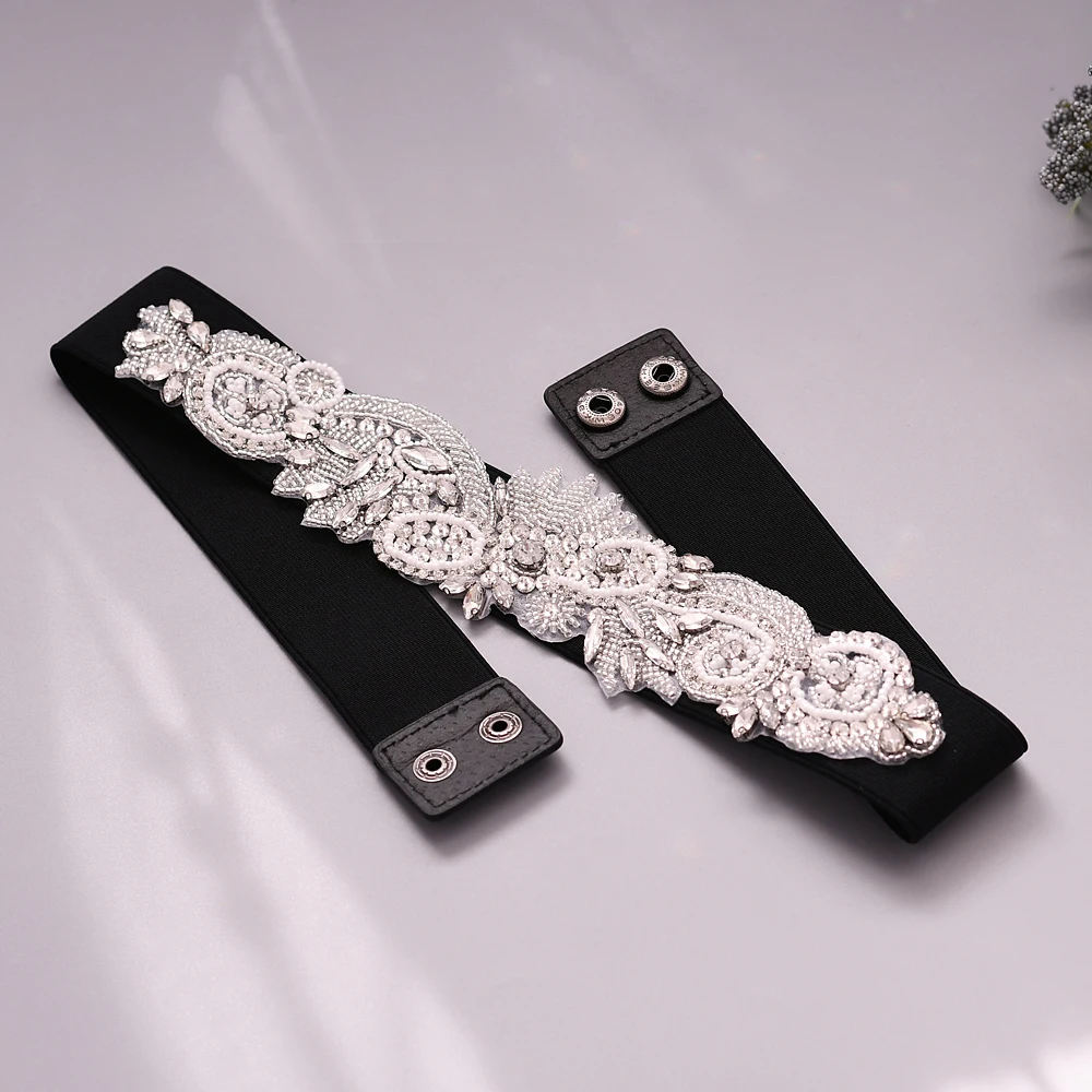 

TRiXY S280 Luxury Rhinestone Elastic Belt Sparkle Full Crystal Female Waistband Women Belts for Black Formal Dress Jewelery Belt