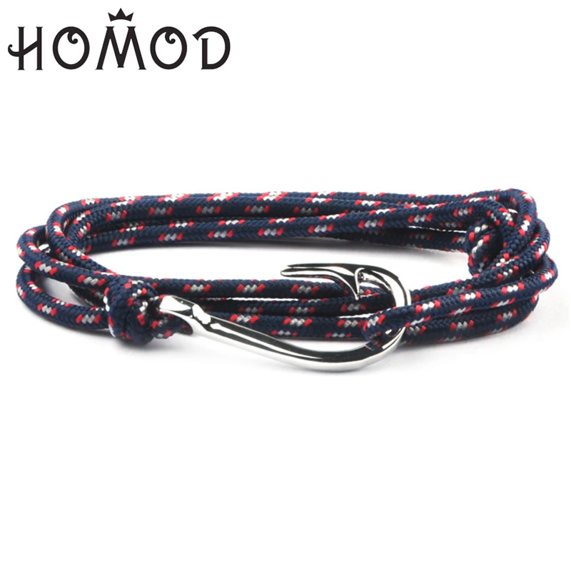 HOMOD многослойный веревочный браслет с крючком для рыбы браслеты hombre hope морской