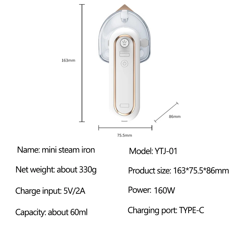 

Wireless Handheld Steam Iron Machine Mini Portable USB Rechargeable Garment Steamer Hanging Ironing For Travel Home 160W