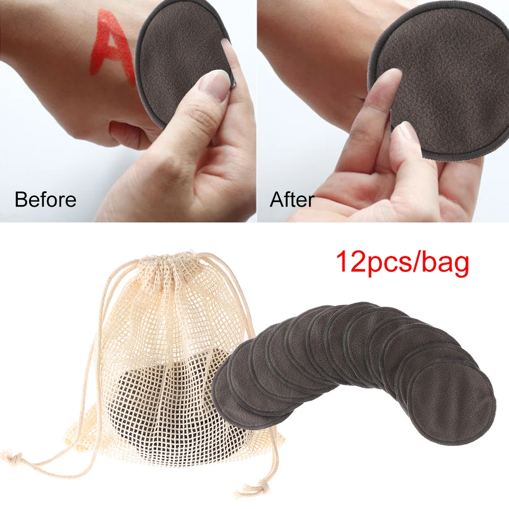 

5/12Pcs Makeup Removal Cotton Pad Reusable Bamboo Fiber Washable Rounds Pads For Face Eye Beauty Make Up Tool Maquiagem Portable