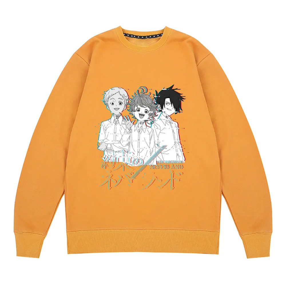 

Hot Sell The Promised Neverland Sweatshirt Fashion Crewneck Pullover Japan Anime Emma Norman Ray Manga Sweatshirts Casual Men