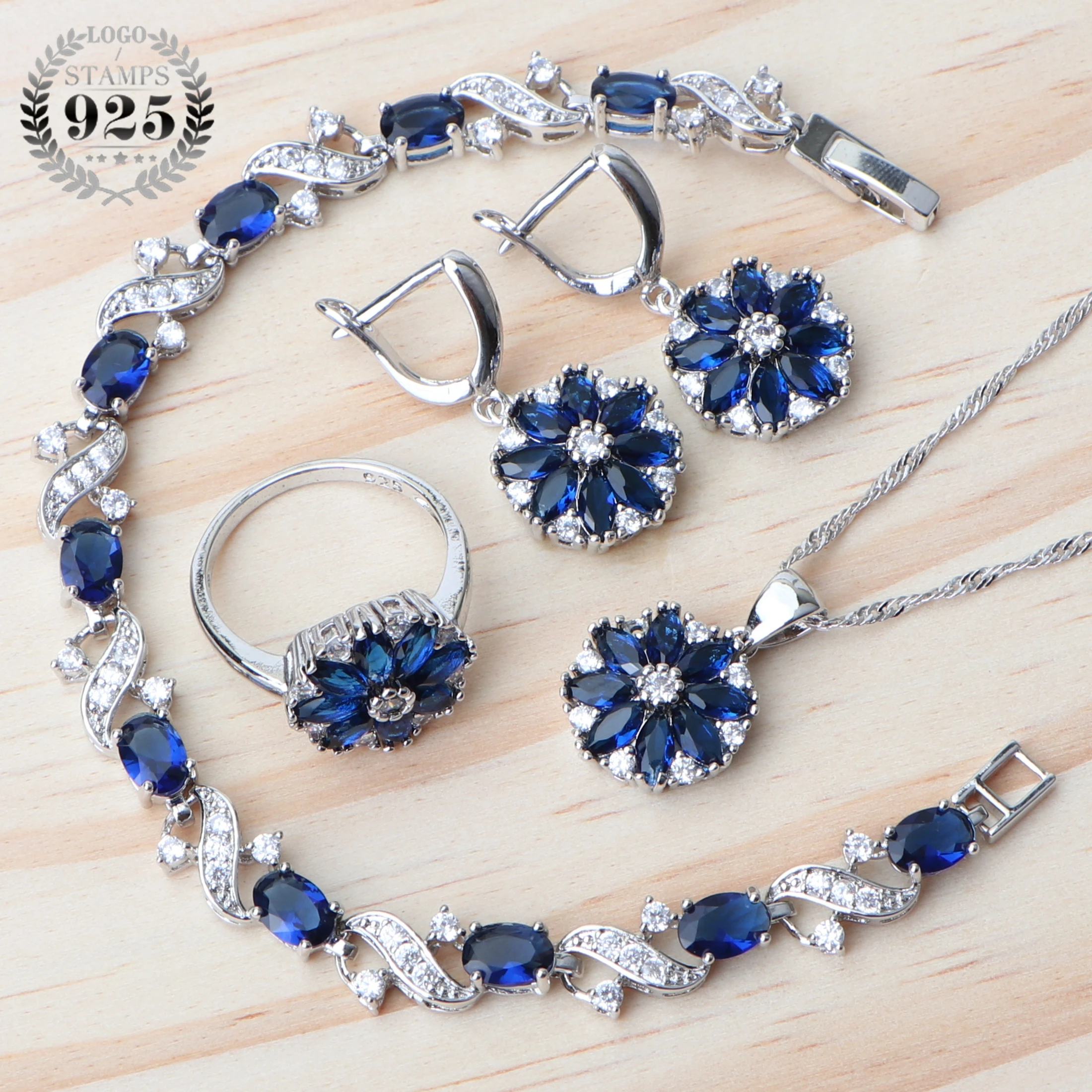 Круглый циркониевый костюм 925 пробы серебряные Ювелирные наборы женские серьги