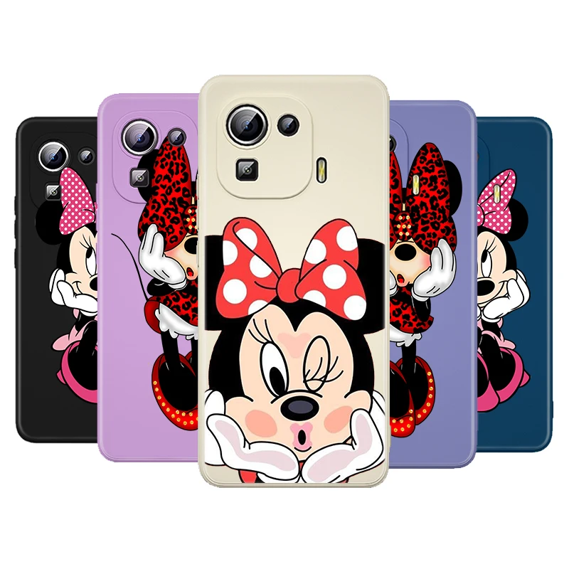 

Cartoon Minnie Mouse Liquid Silicone Soft Cover For Xiaomi Mi 11 Ultra 11i 11X 10 10T 10S 9 SE Pro Lite Youth Phone Case
