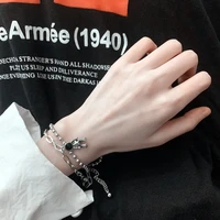 gothic aliens lover bracelet for women men titanium steel to buckle thick chain hip hop bracelets trend new 2021