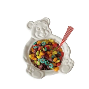 Ins Cute Bear Dessert Bowl Ceramic Bowl Girl Heart Cartoon Salad Bowl Milk Cereal Bowl Creative Bear Bowl Tableware