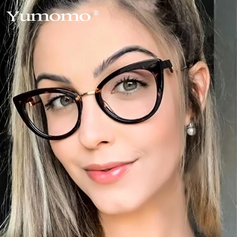 

TR90 Anti-blue Light Glasses For Women And Men 2021 Fashion Cat Eye Optical Eyewear With Unique Temples Компьютерные Очки Леди