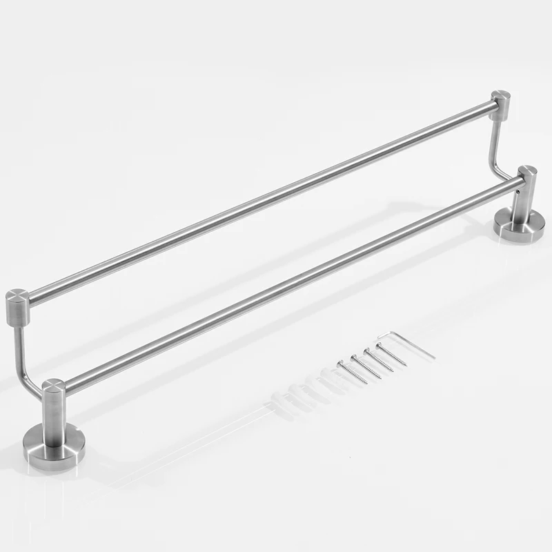 

Bathroom Towel Holder Stainless Steel Brushed Doubel Towel Bar Wall Mounted Towel Rack Hanging Holder Rail Storage Rack Shelf