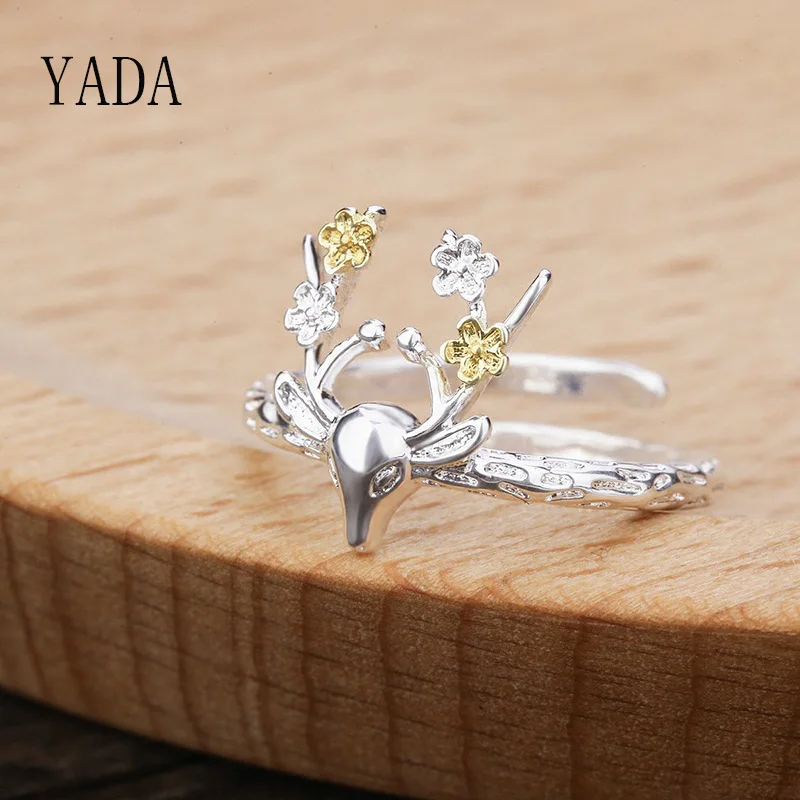 

YADA Classic Adjustable Silver color Deer Rings for Women Stainless Steel Ring Engagement Wedding Jewelry Animal Ring RG200043