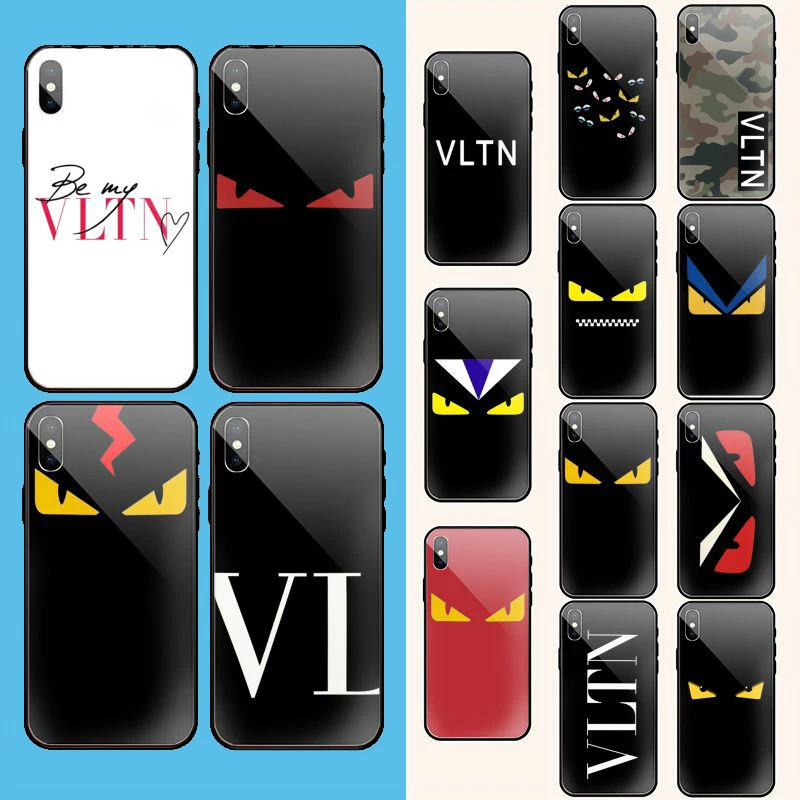 Demon Yellow eyes VLTN Камуфляжный черный ТПУ мягкий чехол для телефона iPhone 11 pro XS MAX 8 7 6 6S Plus