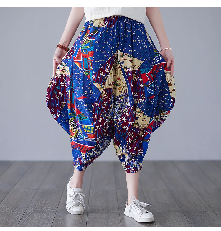 

Woman Men Casual Women Thai Harem Trousers Baggy Boho Loose Aladdin Boho Festival Hippy Smock High Waist Jumpsuit Pants