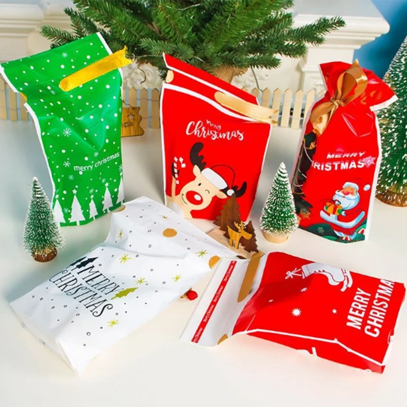 50 предметов в горошек и с рисунком виде сердца Рождественская пластиковая сумка