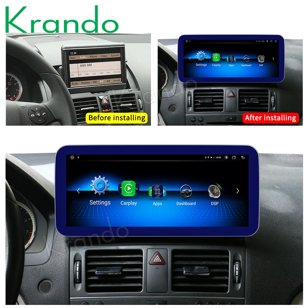 Автомагнитола Krando Android 10 0 25 дюйма 4G 128 ГБ GPS для Mercedes BENZ C W204 C180 C200 C220 2008 2014 NTG 4 5