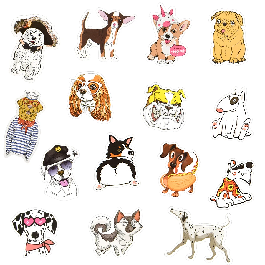 Pegatinas bonitas de perro para port&aacute;til, 50 Uds., animales Corgi, Labrador, Golden Retriever, Kawaii, dibujos animados, suministros para coche, regalo-2