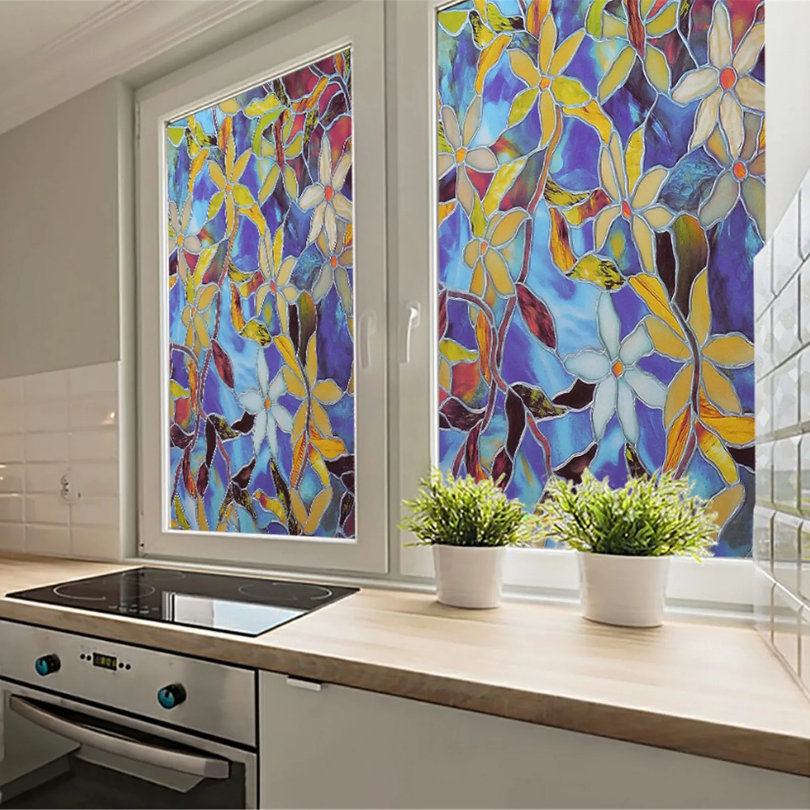 3D статическая конфиденциальность цветной тюльпан цветок декоративная пленка