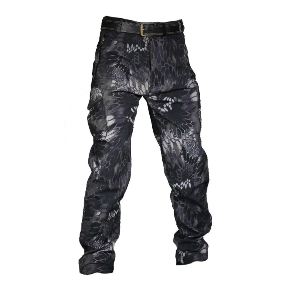 

Men Boa Snake Quick Drying Multi-bag Stretch Camouflage Tactical Pants Men Waterproof Wear Resisting Breathable Cargo Trousers