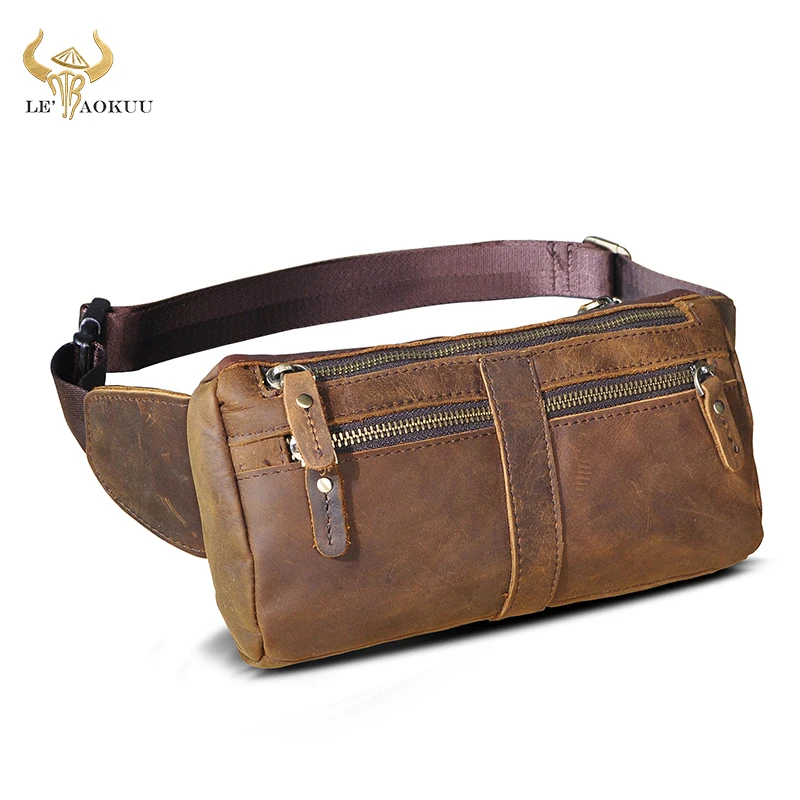 Мужской кожаный ремень Крейзи Хорс коричневый дорожный ремень-слинг нагрудная