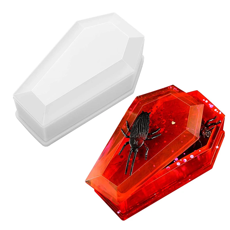 

Halloween Resin Coffin Silicone Mold Storage Box Mold Decorative Casting Mold For Halloween Theme DIY Making Supplies