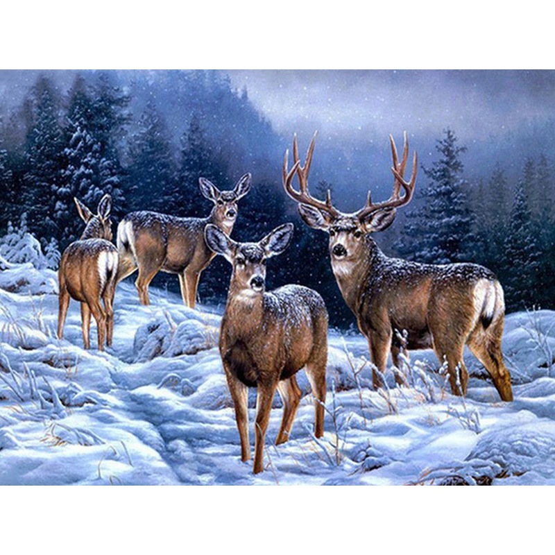 5D алмазная живопись полная картина животные снег олень Алмазная мозаика