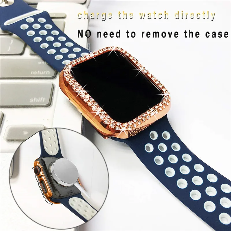 Бампер для Apple watch, чехол для Apple watch 5, 4, 44 мм, 40 мм, 42 мм, 38 мм, двойной Алмазный защитный чехол iWatch 3, 2, 1, аксессуары 44