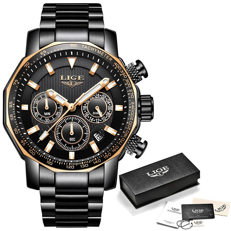 

Relogio Masculino 2020 LIGE Mens Watches Top Brand Luxury Military Sport Watch Men Stainless Steel Waterproof Clock Quartz Watch
