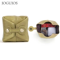 jogujos fashion girl mini coin pocke genuine leather wallet wireless earphone storage bag card holder buckle purse women pouch
