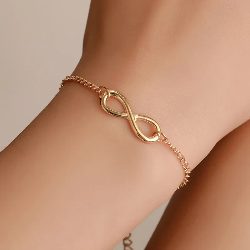 

Simple Gold Silver Colour Figure 8 Bracelet for Women Chain Number Cross Korea Fashion 2020 Fashion New Jewelry Friend Gift