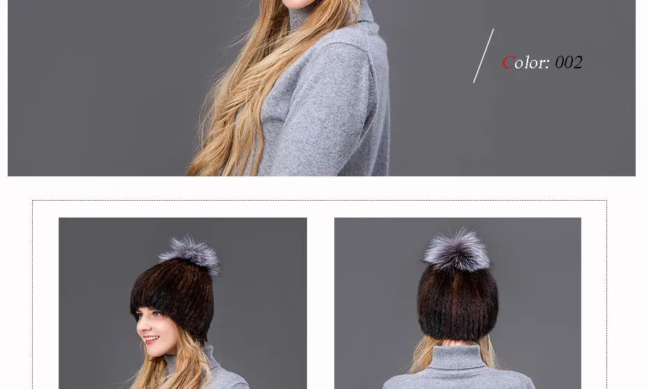 new Woman's style fur hat mink fur fox fur ball hat factory direct sales winter ski hat warm hat