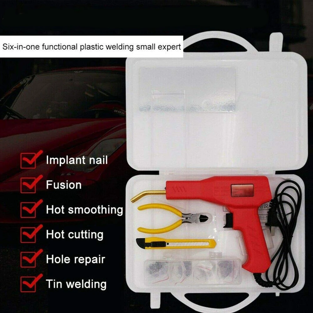 

50W Car Bumper Repair Welding Gun Welder Hot Stapler Welding Machine Kit Welding Repairing Tool Hot Staplers Soldering Iron Set
