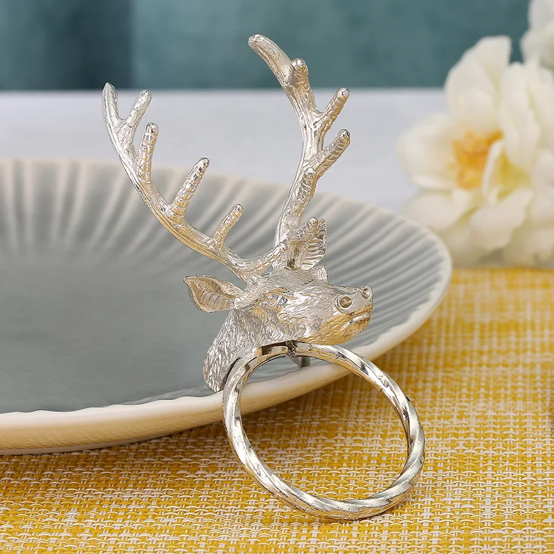 6pcs Metal napkin circle Christmas deer ring Hotel set head cloth buckle | Дом и сад
