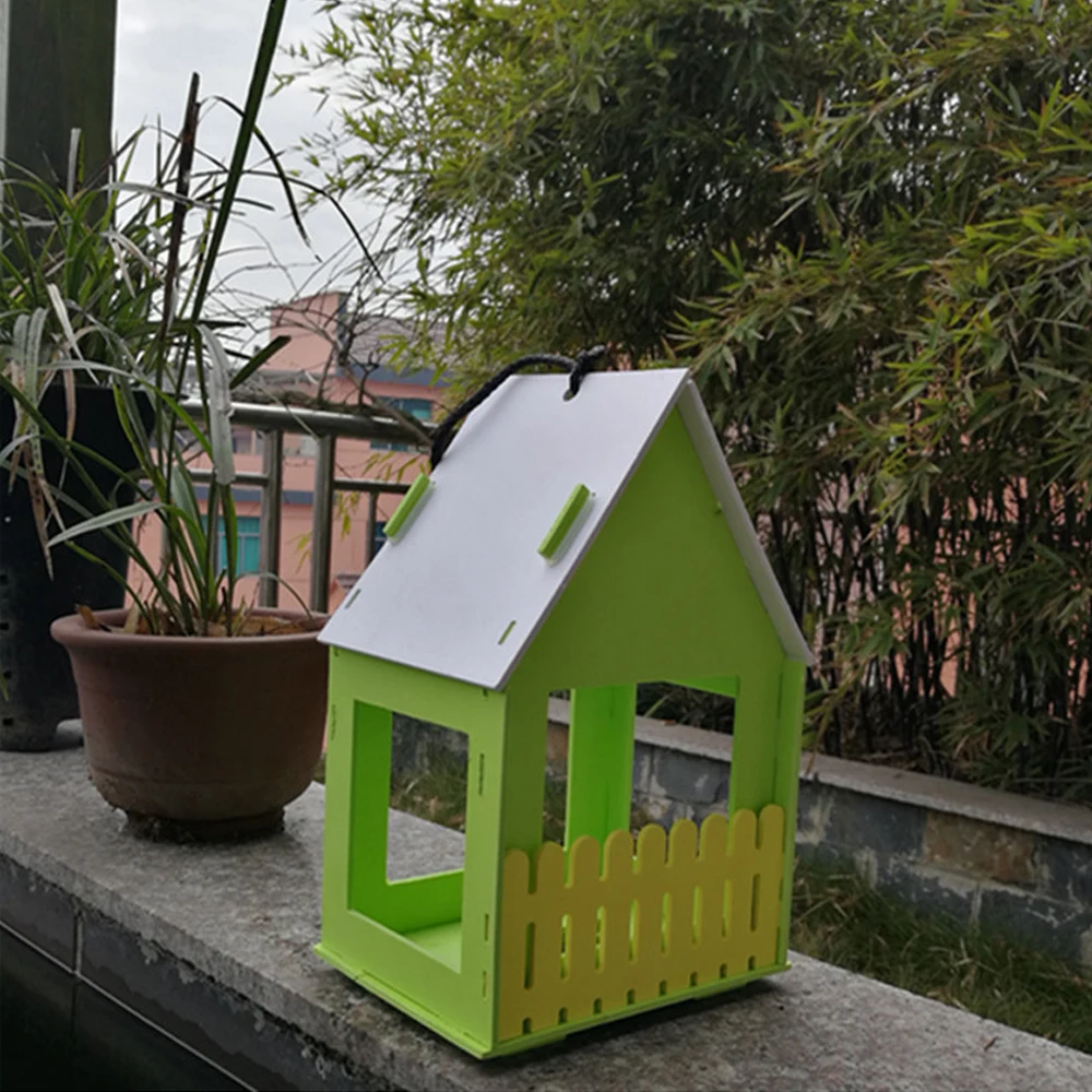 green Питомец попугай клетка для попугая домик гнезда для маленьких домашних попугаев Воробей деревянная вентиляция птичий домик - Цвет: green