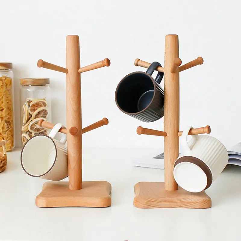 

Japanese Solid Wood Cup Holder Mug Cup Holder Beech Wood 6-claw Cup Holder Storage Rack