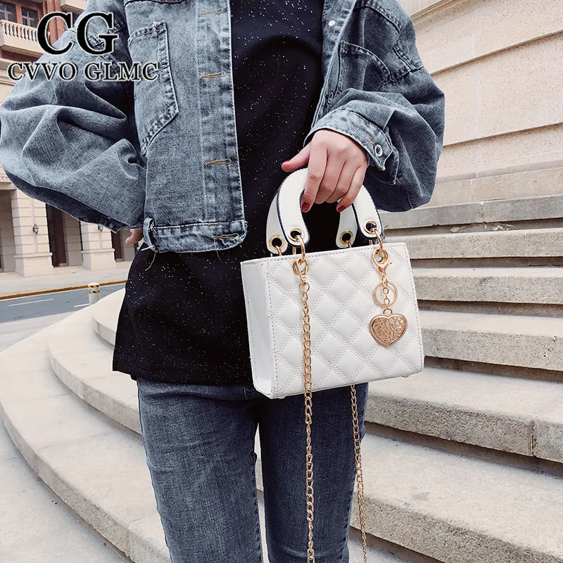 

Cvvo Glmc Tote bag 2021 Fashion New High Quality Patent Leather Women's Designer Handbag Lingge Chain Shoulder Messenger Bag