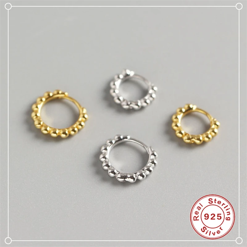Серьги кольца женские круглые из серебра 925 пробы с бусинами|Серьги-кольца| |